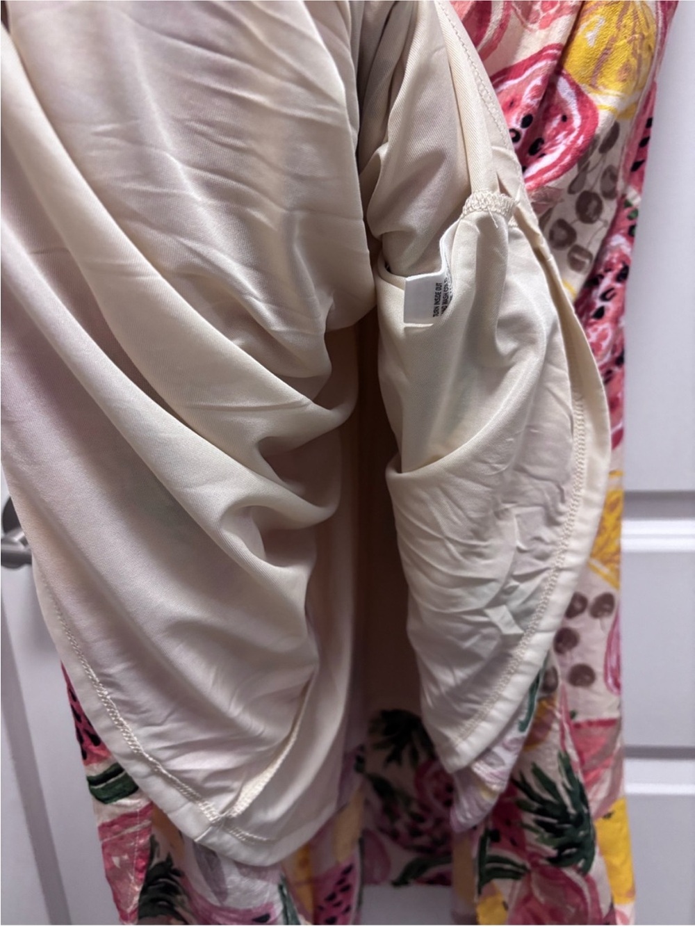 August Sky Fruit Print Tie Strap Midi Dress Size Large Tropical Summer Vacation - Picture 5 of 8